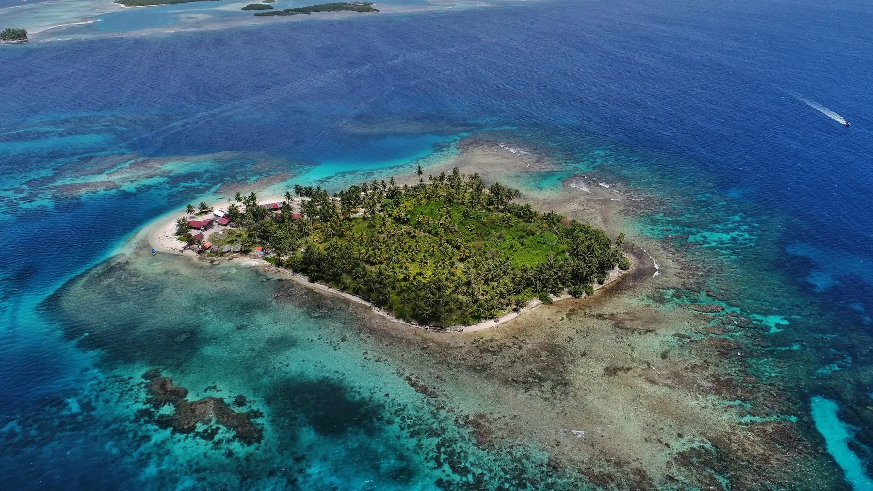 Aerial view of an island in Panama